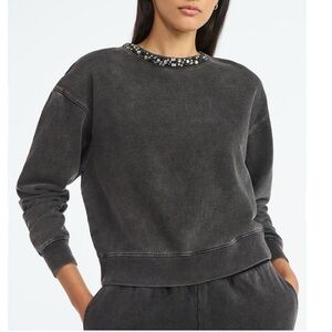 Scoop Embellished Charcoal Crew Neck Sweater